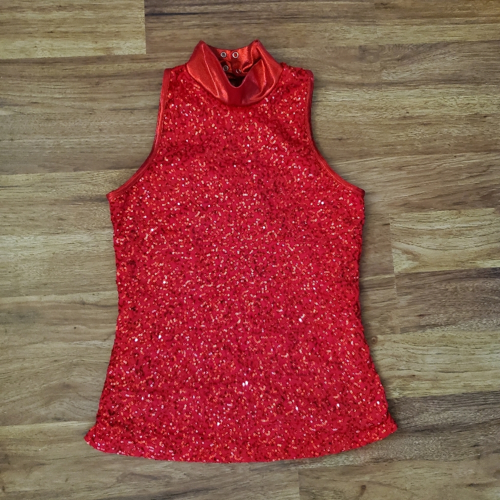 Balera Size Adult Large Red Sparking Dance Sequin Top